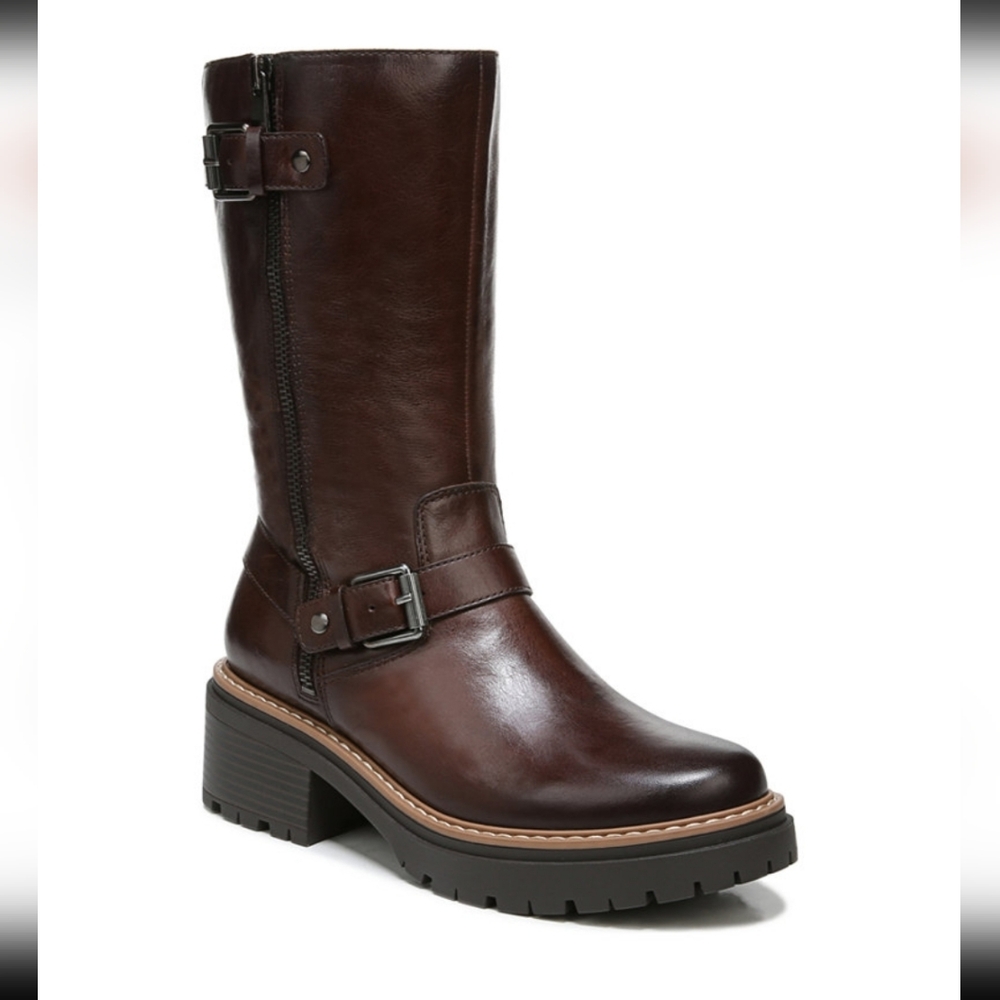 NATURALIZER Jagger Mid Shaft Brown Leather Women's Boots Size 8